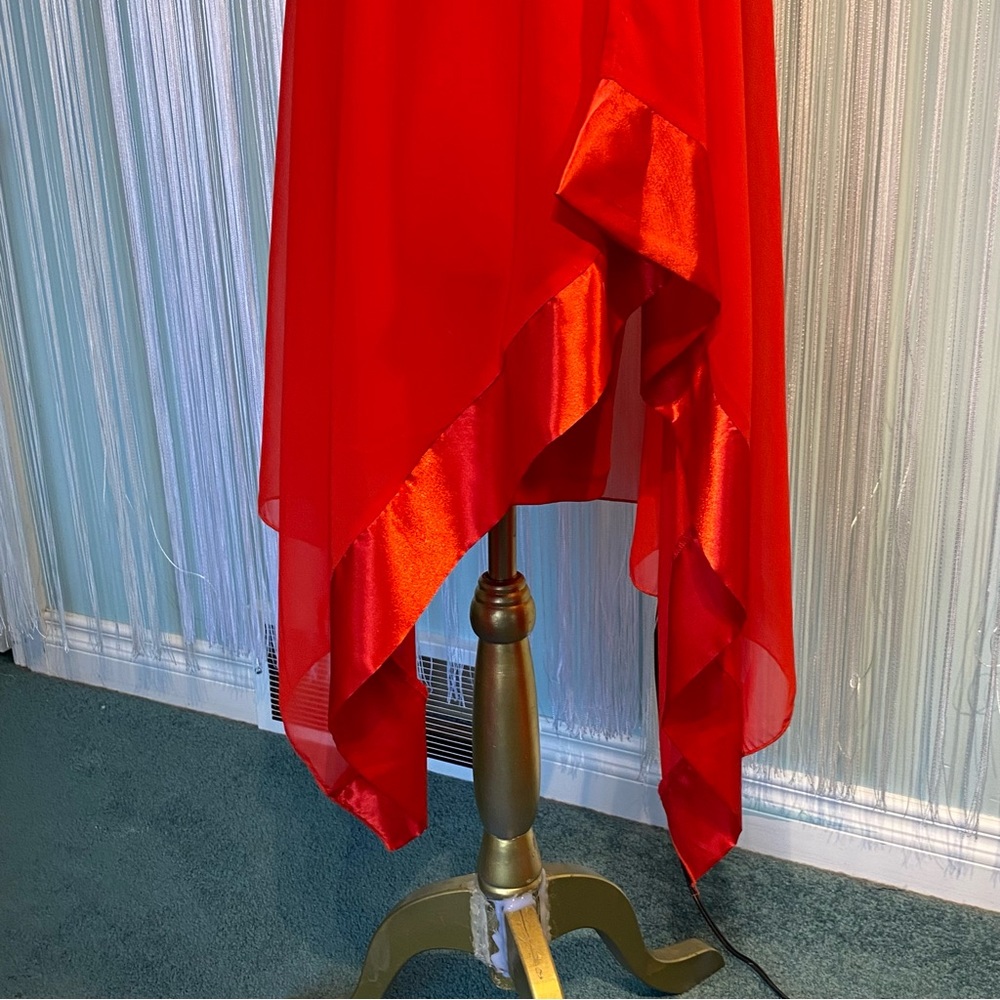 Red One Shoulder Sheer Drape Top - Picture 11 of 17